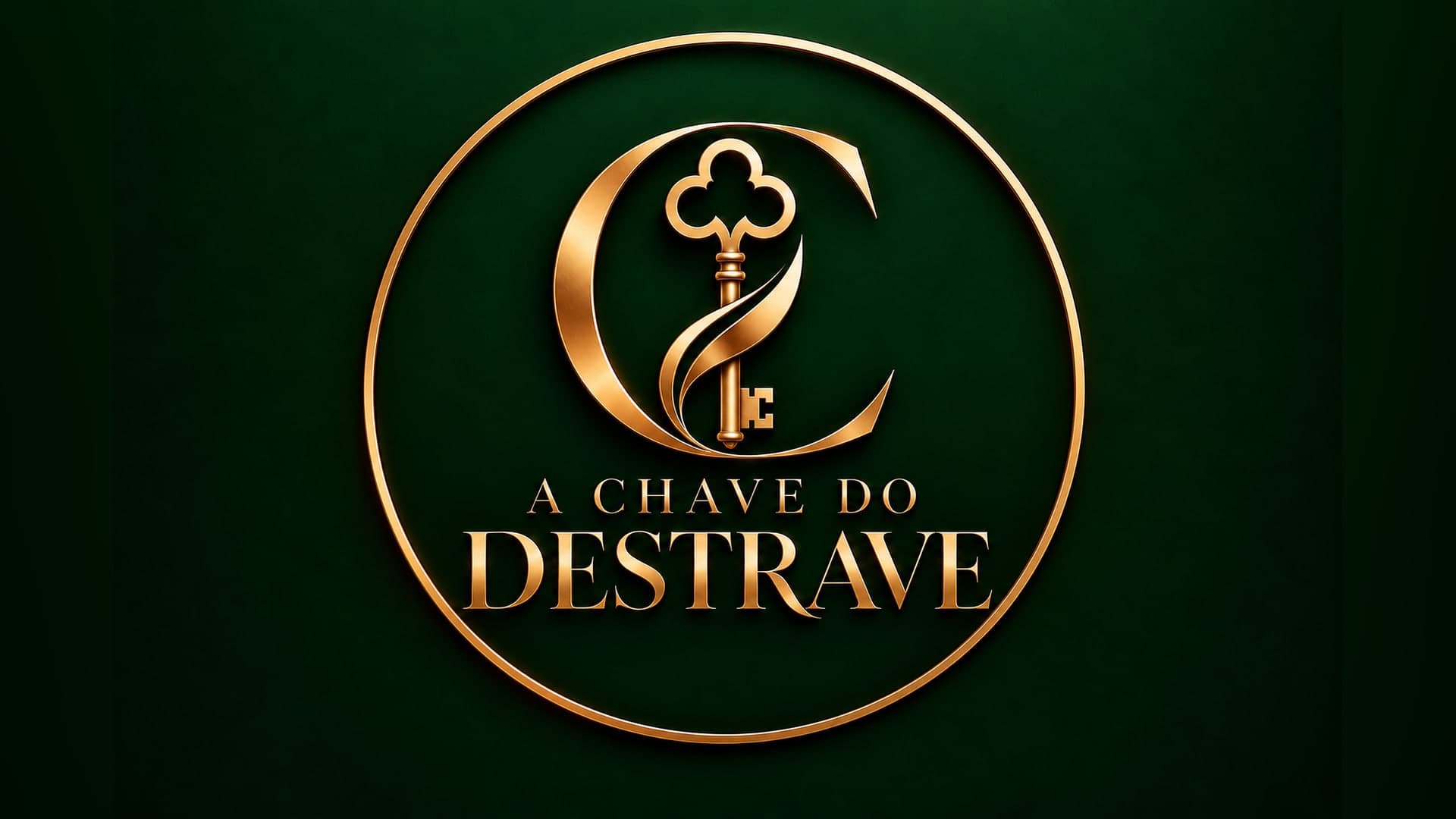 A Chave do Destrave — monograma dourado com chave em fundo verde