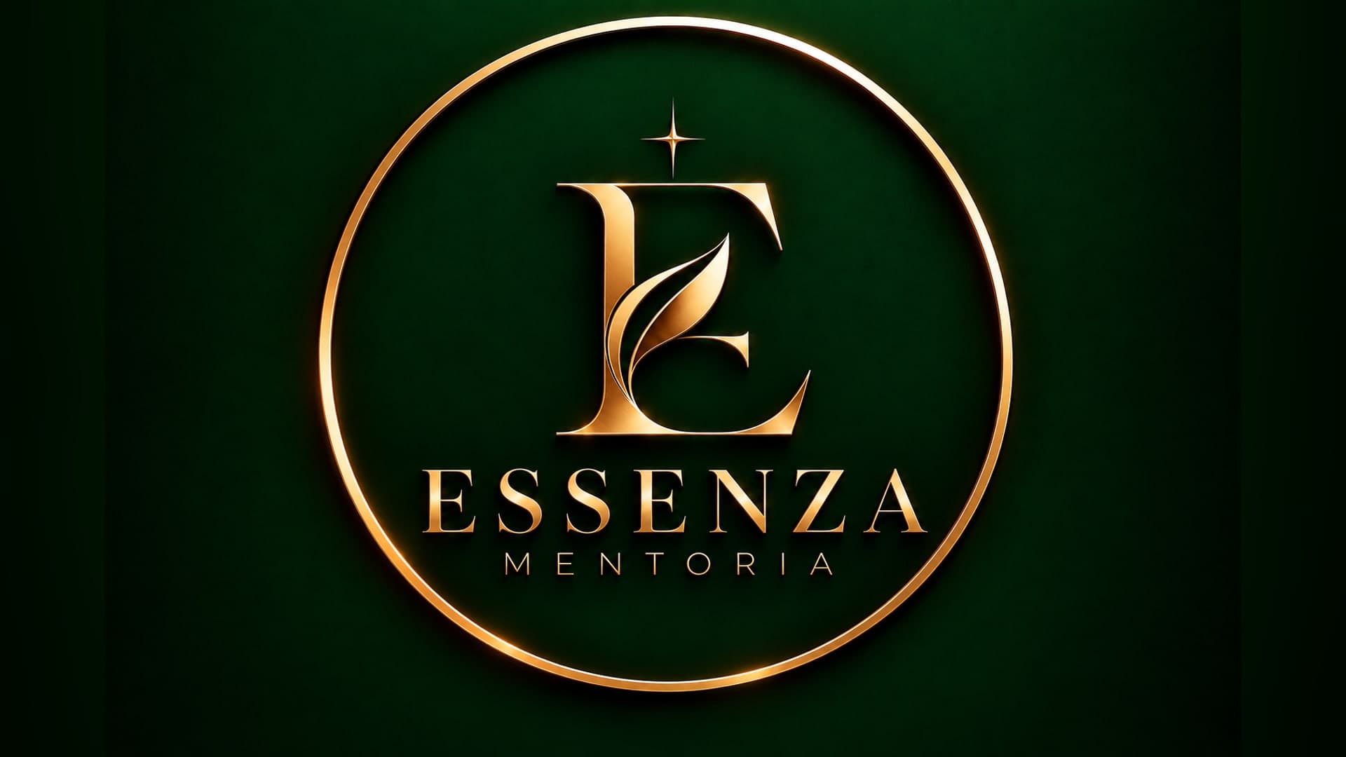 Essenza Mentoria — monograma dourado em fundo verde